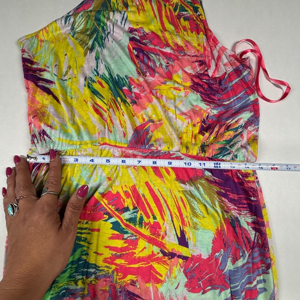 BCBGMAXAZRIA Karsen Tropical Abstract Maxi Dress Medium Bright Spring Resort NWT - Picture 4 of 10